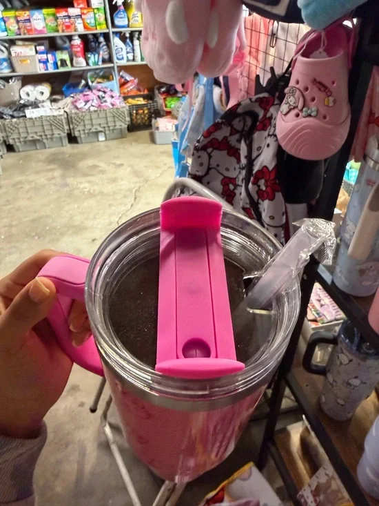 Sanrio Hello Kitty Hot Pink Travel Tumbler with Handle - Picture 2 of 2